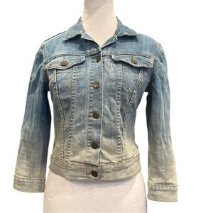 Jessica Simpson Small Blue Cropped Denim Jacket Boho Festival Y2K